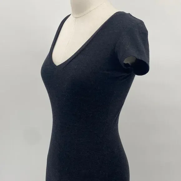 Aritzia Community Maxi Dress V Neck Jersey Knit Rayon Stretch Dark Gray XS - Picture 5 of 11